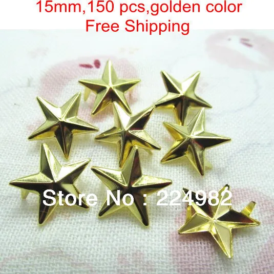 Free Shipping - 150 pcs 15mm Golden Star Form Rivet Studs,Pentacle Taper Type STUDS,Punk Rock DIY Findings For Clothes...
Free Shipping - 150 pcs 15mm Golden Star Form Rivet Studs,Pentacle Taper Type STUDS,Punk Rock DIY Findings For Clothes...