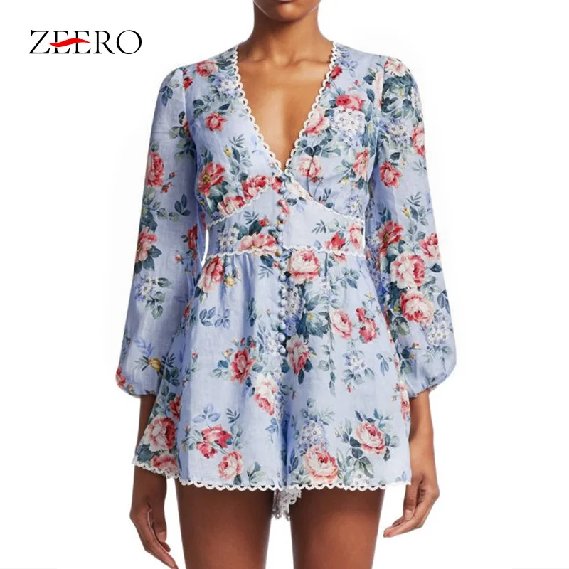 Playsuit Romper Spring Print Hollow Out Jumpsuit For Women 2019 V Neck Lantern Sleeve High Waist Jumpsuits Female Casual Fashion
Playsuit Romper Spring Print Hollow Out Jumpsuit For Women 2019 V Neck Lantern Sleeve High Waist Jumpsuits Female Casual Fashion
