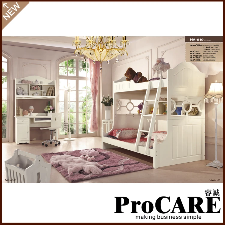 Practical Bunk Bed White Colour Children Bedroom Furniture