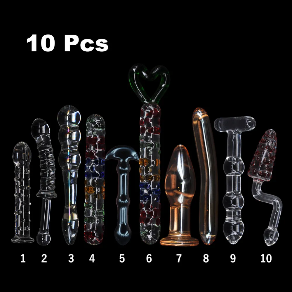 10Pcs Pyrex Glass Dildo Crystal Anal Bead Butt Plug Fake Penis Dick Prostate Massage Masturbation Sex Toys for Women Gay Female 3