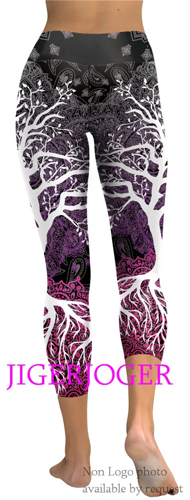 JIGERJOGER Spring Yellow Ganesha Capris Leggings JIGERJOGER Spring Yellow Ganesha Capris Leggings