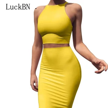 LuckBN Female Crop Top and Skirt Two Pieces Dress Set Yellow Club Summer Outfit Sexy Clothes for Women Clothing Matching Sets
LuckBN Female Crop Top and Skirt Two Pieces Dress Set Yellow Club Summer Outfit Sexy Clothes for Women Clothing Matching Sets