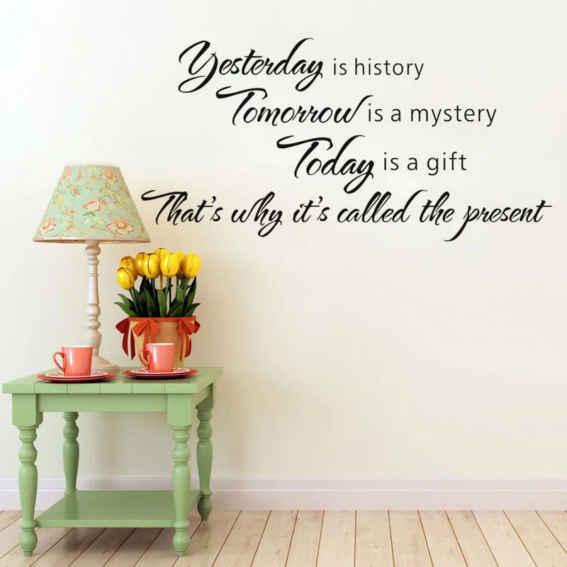 yesterday is history vinyl wall decal quotes home decor living room diy art mural wallpaper removable stickers | Дом и сад