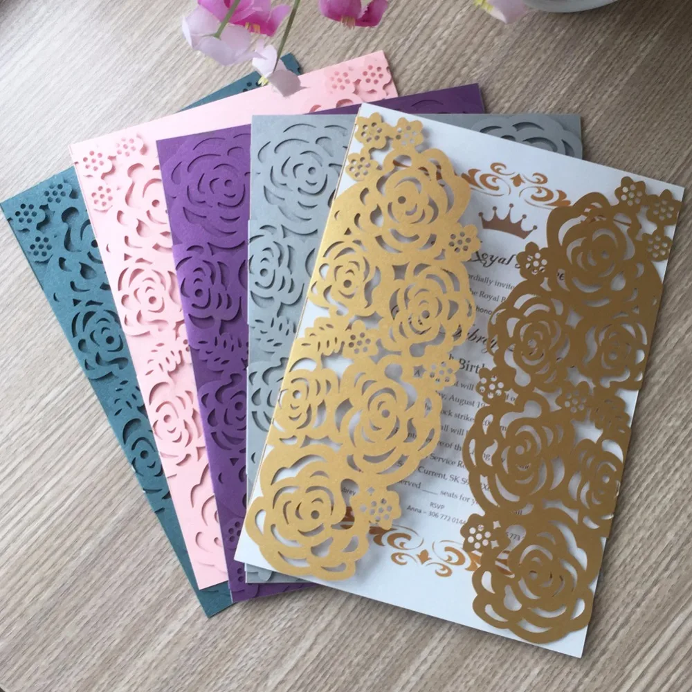 50Pcs/lot wholesale Flower Design Laser Cut Wedding Invitations Cards custom white Beads custom Print Lace Invites 24 colors
50Pcs/lot wholesale Flower Design Laser Cut Wedding Invitations Cards custom white Beads custom Print Lace Invites 24 colors