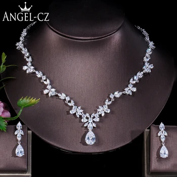 ANGELCZ Beautiful Bridal Costume Accessories CZ Flower Pendant Necklace Earrings Jewelry Set With Classy Teardrop Crystal AJ087
ANGELCZ Beautiful Bridal Costume Accessories CZ Flower Pendant Necklace Earrings Jewelry Set With Classy Teardrop Crystal AJ087