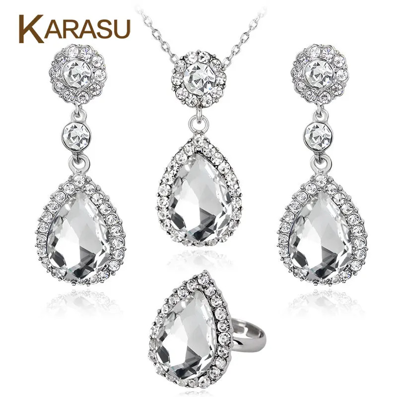 Vintage Water Drop Pendant Necklace Crystal Big Ring Earrings Necklaces Jewelry Sets for Women Girls Party
Vintage Water Drop Pendant Necklace Crystal Big Ring Earrings Necklaces Jewelry Sets for Women Girls Party