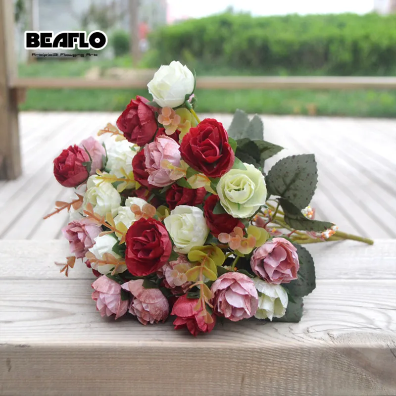21 heads/bouquet silk flowers Artificial rose flower DIY romantic floral for Wedding Party Home Decoration 6 colors
21 heads/bouquet silk flowers Artificial rose flower DIY romantic floral for Wedding Party Home Decoration 6 colors