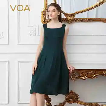 VOA Summer Silk Sleeveless dresses for Women Midi Party vestidos Dark Green Jacquard A Line woman clothes femme robe A2126
VOA Summer Silk Sleeveless dresses for Women Midi Party vestidos Dark Green Jacquard A Line woman clothes femme robe A2126