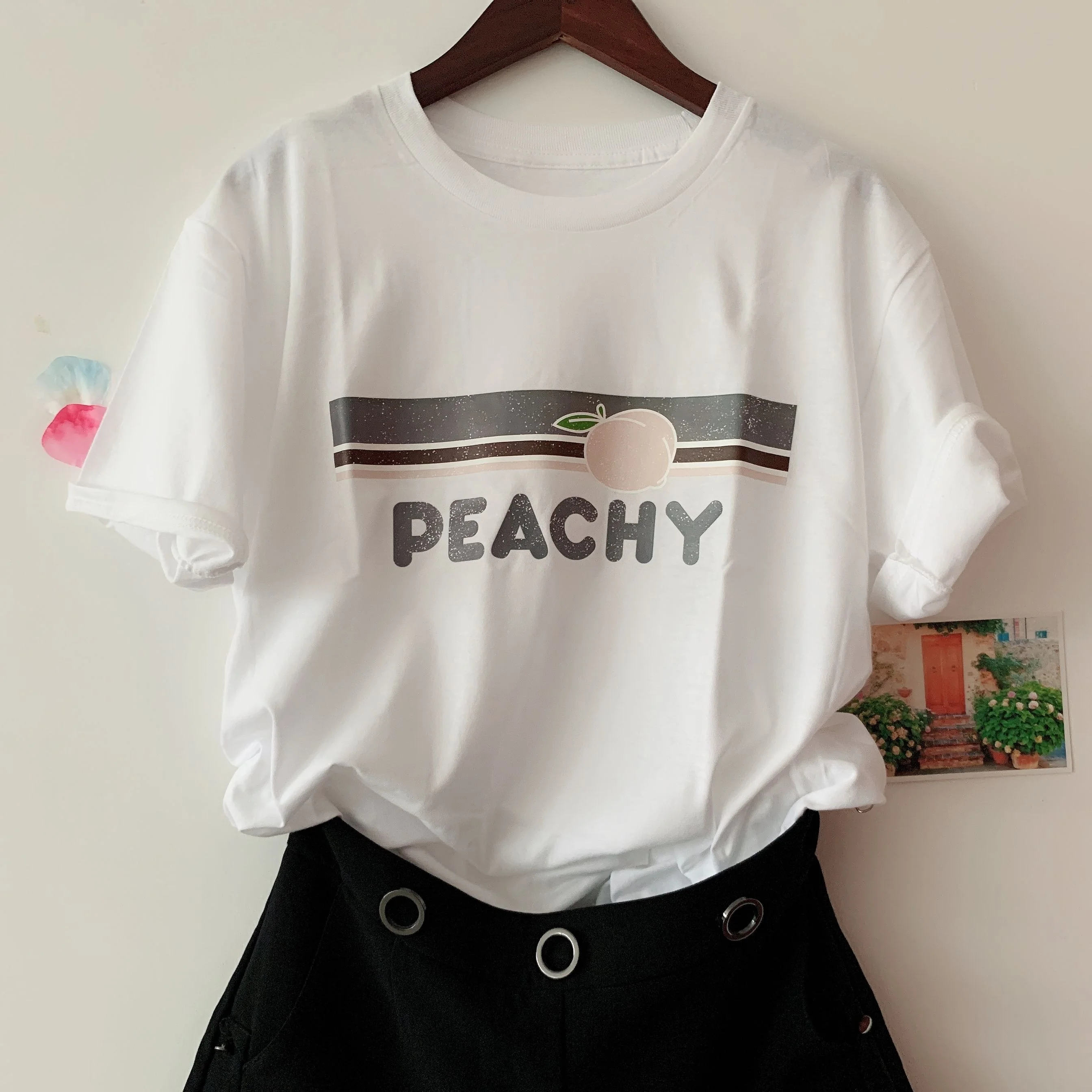 HAHAYULE-JBH Peachy Letters Print Women T Shirt Cotton Casual Funny T Shirt for Lady Girl Top English Alphabet Womens Tees
HAHAYULE-JBH Peachy Letters Print Women T Shirt Cotton Casual Funny T Shirt for Lady Girl Top English Alphabet Womens Tees