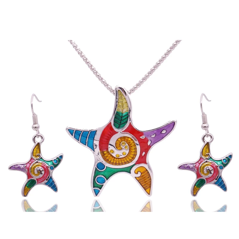 Fashion Enamel Starfish Jewelry Sets For Girls Animal Starfish Necklace Earring Set Vintage Ethnic Sea Jewelry
Fashion Enamel Starfish Jewelry Sets For Girls Animal Starfish Necklace Earring Set Vintage Ethnic Sea Jewelry