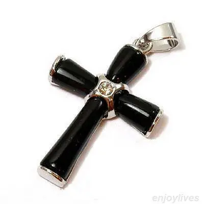 Free shipping@@@@@ Black Natural stone Crystal Cross White Pendant + Necklace 
Free shipping@@@@@ Black Natural stone Crystal Cross White Pendant + Necklace