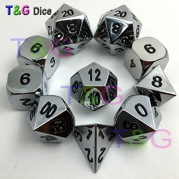 10pcs/set Silver Color Metal Dice d4 3xd6 d8 d10 d12 2xd20 with Iron Box for DND Game
10pcs/set Silver Color Metal Dice d4 3xd6 d8 d10 d12 2xd20 with Iron Box for DND Game