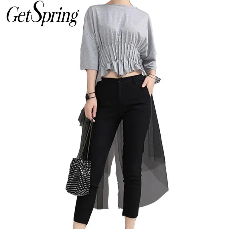 GETSRING Women T Shirt Seven Sleeve High Waist Womens T Shirts Mesh Spliced Irregular Tee Shirt All Match Summer Tshirts 2019
GETSRING Women T Shirt Seven Sleeve High Waist Womens T Shirts Mesh Spliced Irregular Tee Shirt All Match Summer Tshirts 2019