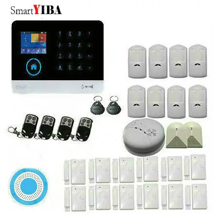 

SmartYIBA Wireless Home Burglar Security Alarm IOS/Android Apps Control WIFI GSM SMS PIR Sensor Smoke/Glass Break Detection