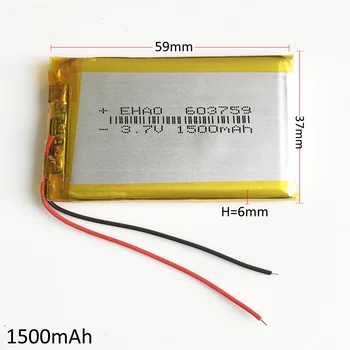 1500mAh 3.7V Lithium Polymer Li-Po Rechargeable Battery size 6*37*59mm For GPS PSP DVD Tablet pc video game PAD E-books 603759
1500mAh 3.7V Lithium Polymer Li-Po Rechargeable Battery size 6*37*59mm For GPS PSP DVD Tablet pc video game PAD E-books 603759