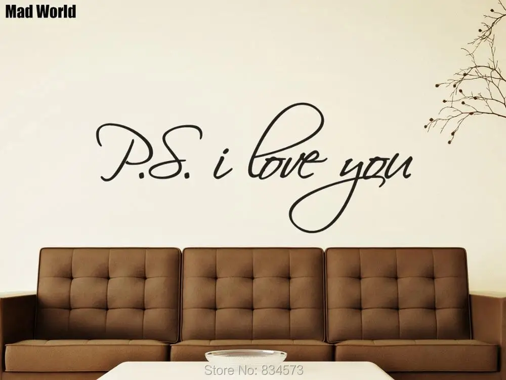 PS i LOVE YOU Inspirational Quote Bedroom 56 135w 47 113w 37 89w 2
