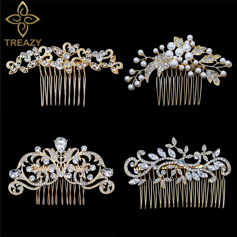 TREAZY Gold Color Wedding Hair Combs For Women Headpiece Crystal Pearls Hairpins Bridal Hair Accessories Party Hair Jewelry
TREAZY Gold Color Wedding Hair Combs For Women Headpiece Crystal Pearls Hairpins Bridal Hair Accessories Party Hair Jewelry