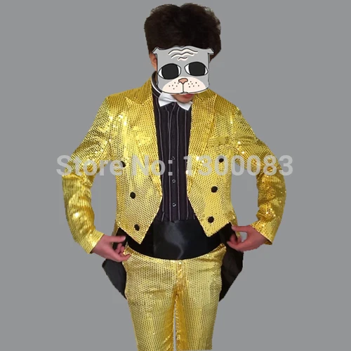 S-5XL 2017 New men's clothing fashion slim bigbang sequins Suit coat magician Tuxedo performanc dance plus size singer costumes | Мужская