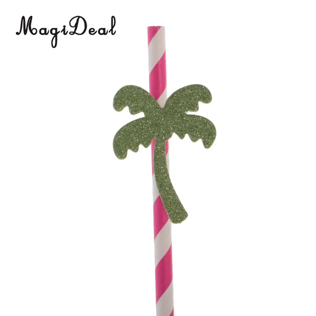 MagiDeal 25pcs Coconut Palm Tree Paper Straws Hawaiian Luau Barware Beach Party Favor