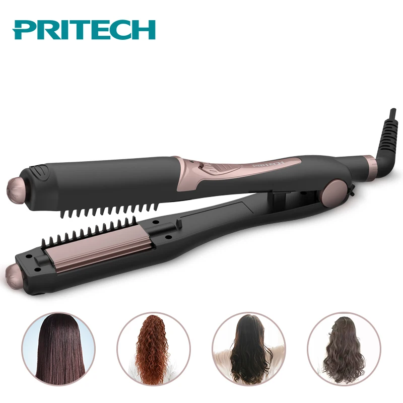 PRITECH 4 in1Professional Ceramic Electric Hair Straightener Portable Fluffy Corn Curling Iron Curler Styling Heating Comb | Красота и