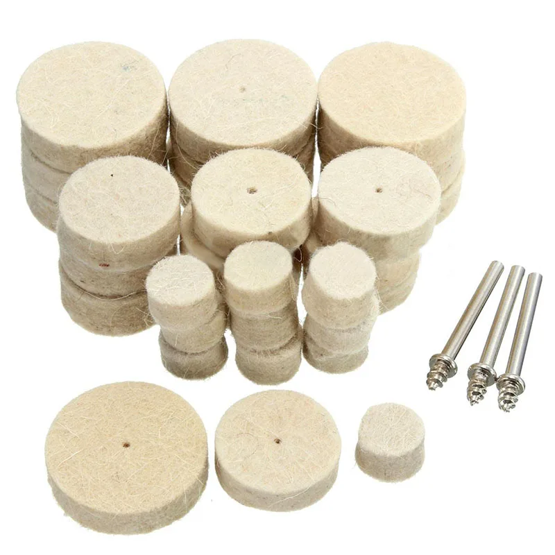 33pcs Wool Felt Polishing Buffing Wheel Mixed Set Buffing Wheels Accessory for Rotary Tools