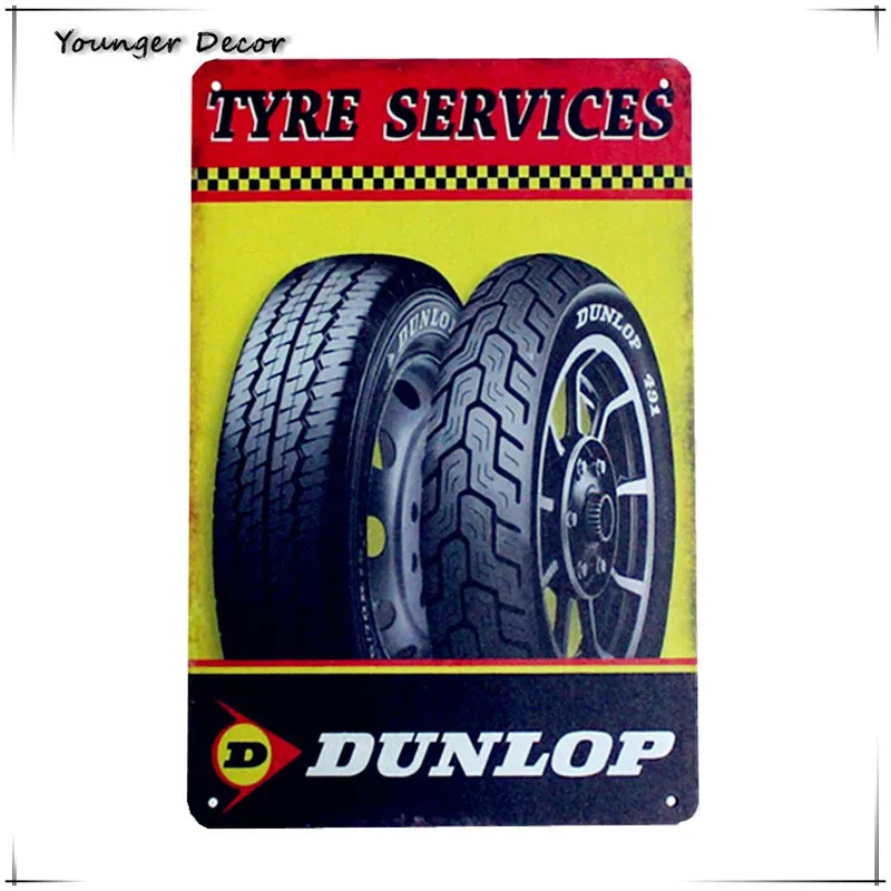 20*30cm Vintage Home Decor Classic Dunlop Tyre Services Metal Signs Tin Plaque Pub Bar Club Cafe Poster Wall Sticker YA160
20*30cm Vintage Home Decor Classic Dunlop Tyre Services Metal Signs Tin Plaque Pub Bar Club Cafe Poster Wall Sticker YA160