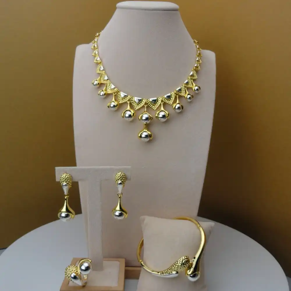 dubai costume jewelry 24k gold silver color necklace bracelet
