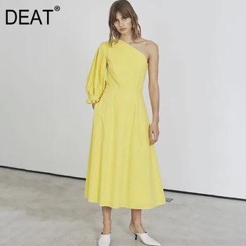 DEAT 2020 summer new Beach Solid color Puff Sleeve Off shoulder long casual holiday women dress loose feminina dresses QJ219
DEAT 2020 summer new Beach Solid color Puff Sleeve Off shoulder long casual holiday women dress loose feminina dresses QJ219