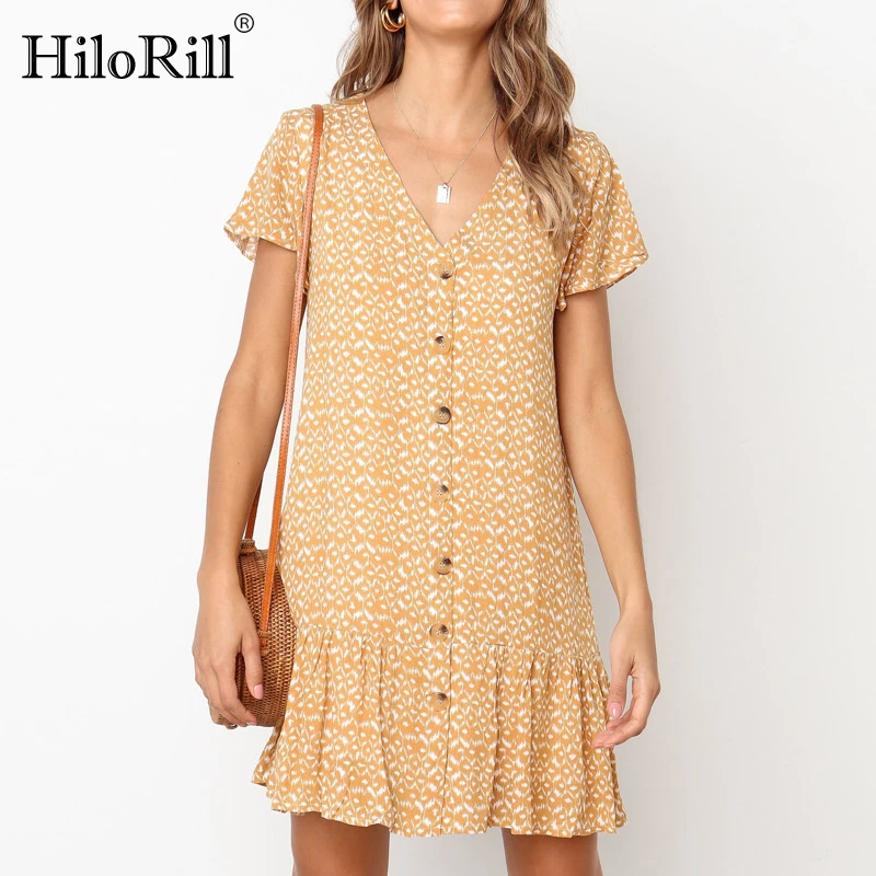 Women Floral Dresses 2019 Summer Boho Style Printed Casual Beach Dress Elegant Ruffles Sexy V-Neck Mini Party Dress Loose Robe
Women Floral Dresses 2019 Summer Boho Style Printed Casual Beach Dress Elegant Ruffles Sexy V-Neck Mini Party Dress Loose Robe