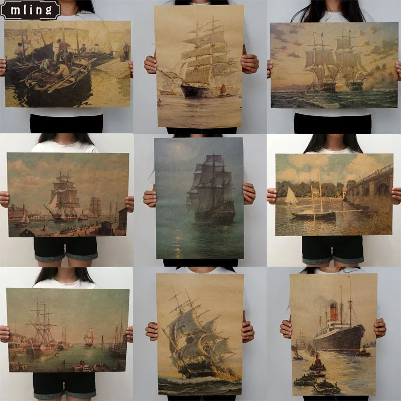 mling 1PC 51.5x36cm Sailing Series Kraft Paper Poster Livingroom Bedroom Home Decor Retro Character Landscape Wall Sticker
mling 1PC 51.5x36cm Sailing Series Kraft Paper Poster Livingroom Bedroom Home Decor Retro Character Landscape Wall Sticker