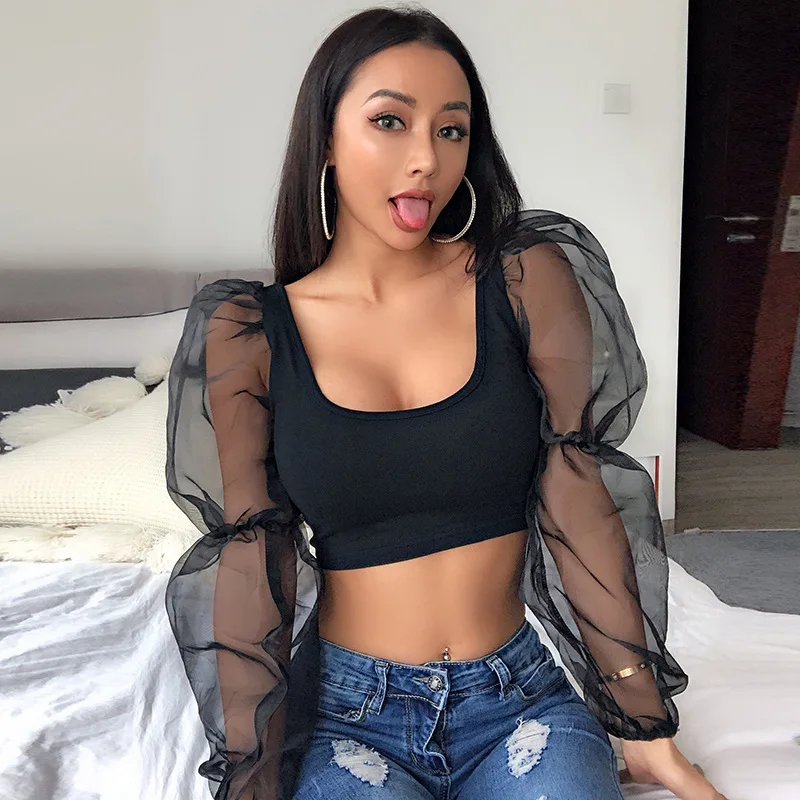 2019 New Spring Sexy Mesh Patchwork Women T Shirts Slim Fit Long Sleeve Cropped Tops Tees Female Solid White T Shirt Outwear
2019 New Spring Sexy Mesh Patchwork Women T Shirts Slim Fit Long Sleeve Cropped Tops Tees Female Solid White T Shirt Outwear
