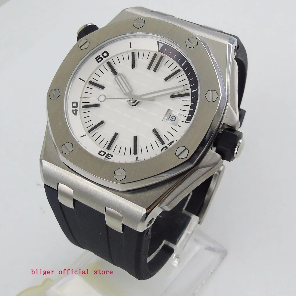 Fashional 43mm Big Face White Dial Men's Watch Date Window Automatic Movement Multifuntion Wristwatch Rubber Strap 
Fashional 43mm Big Face White Dial Men's Watch Date Window Automatic Movement Multifuntion Wristwatch Rubber Strap
