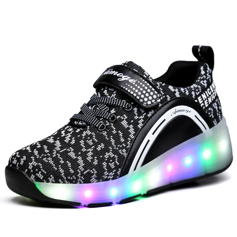 

LED Children Lamp Flashing Wheel Shoes Boys & Girls Sports Casual Roller Skates Fashion Kids Sneakers Size 28-41