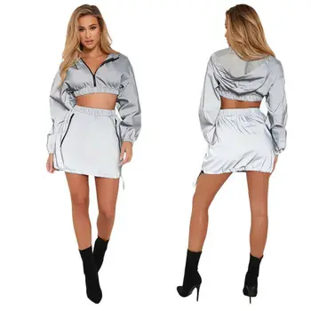 2pcs Women Summer Sport V-Neck Hoodie Suit Silver Zipper Crop Top Skirt Fashion Ladies Casual Outfit Long Sleeve Clothes
2pcs Women Summer Sport V-Neck Hoodie Suit Silver Zipper Crop Top Skirt Fashion Ladies Casual Outfit Long Sleeve Clothes