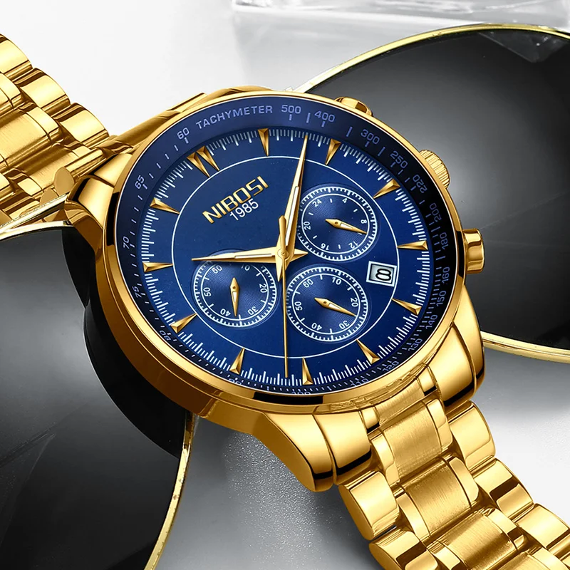 NIBOSI Relogio Masculino Men Watch Gold Blue Stainless Steel Waterproof Chronograph Men Watch Golden Men Watches Luxury Brand
NIBOSI Relogio Masculino Men Watch Gold Blue Stainless Steel Waterproof Chronograph Men Watch Golden Men Watches Luxury Brand