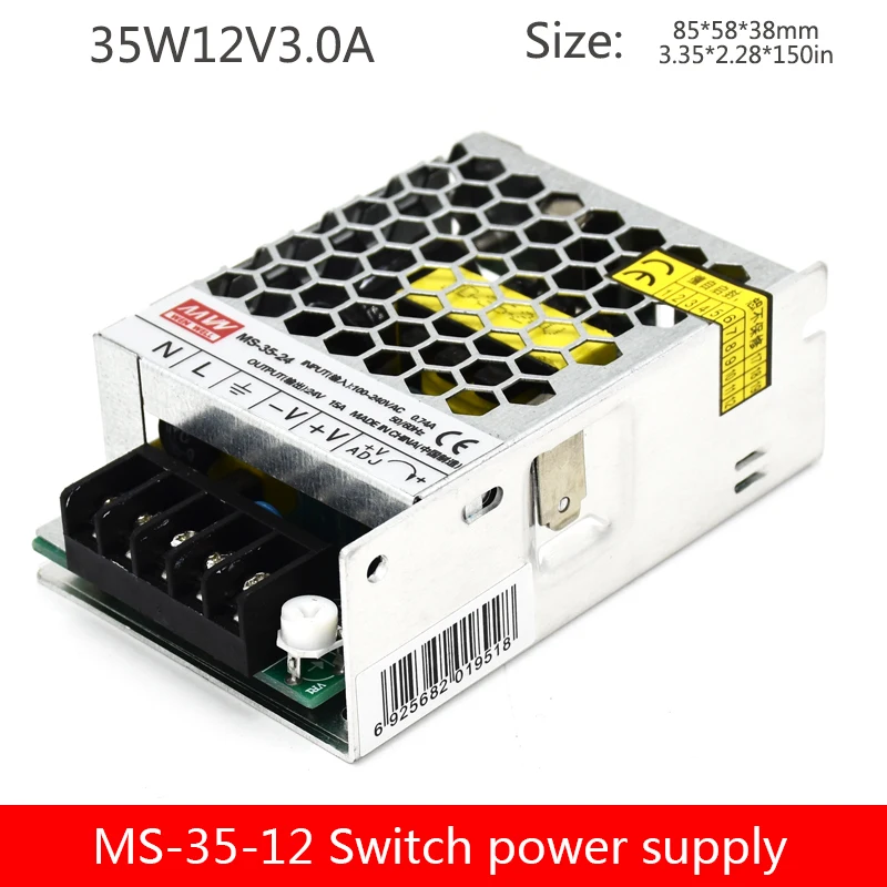 35W switching power supply MS-35W-12V3A DC single group mini small volume AC to DC monitoring LED lights with special
35W switching power supply MS-35W-12V3A DC single group mini small volume AC to DC monitoring LED lights with special