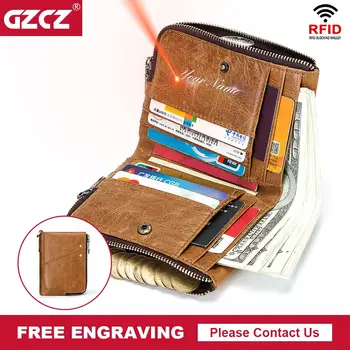 GZCZ Free Engraving Rfid Men Wallets Vintage Small Wallet Genuine Leather Zipper Male Purse Portomonee Money Bag Clamp For Money
GZCZ Free Engraving Rfid Men Wallets Vintage Small Wallet Genuine Leather Zipper Male Purse Portomonee Money Bag Clamp For Money