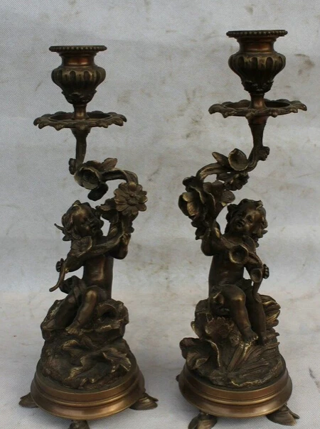 006932 12" Chinese Bronze Angel Boy Lad Girl Gal Statue Candle Holder Candlestick Pair
006932 12" Chinese Bronze Angel Boy Lad Girl Gal Statue Candle Holder Candlestick Pair