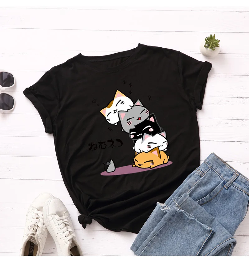 Aesthetic Kawaii Cats Printed T Shirt Women Short Sleeve Casual Graphic Women Tshirt Tops Plus Size Women Tees Shirts
Aesthetic Kawaii Cats Printed T Shirt Women Short Sleeve Casual Graphic Women Tshirt Tops Plus Size Women Tees Shirts