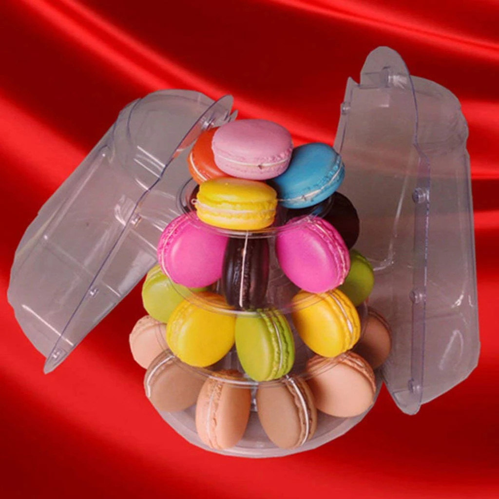 4 Tier Clear Macaron French Macaroons Tower Cake Cupacake Stand Box Weddings