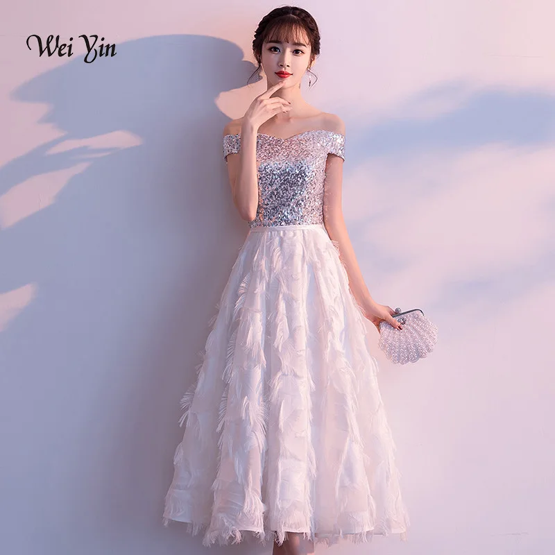 weiyin Short Evening Dresses White Sequins Wedding Party Dress Off the Shoulder A-Line Prom Formal Dress Vestidos WY1099
weiyin Short Evening Dresses White Sequins Wedding Party Dress Off the Shoulder A-Line Prom Formal Dress Vestidos WY1099