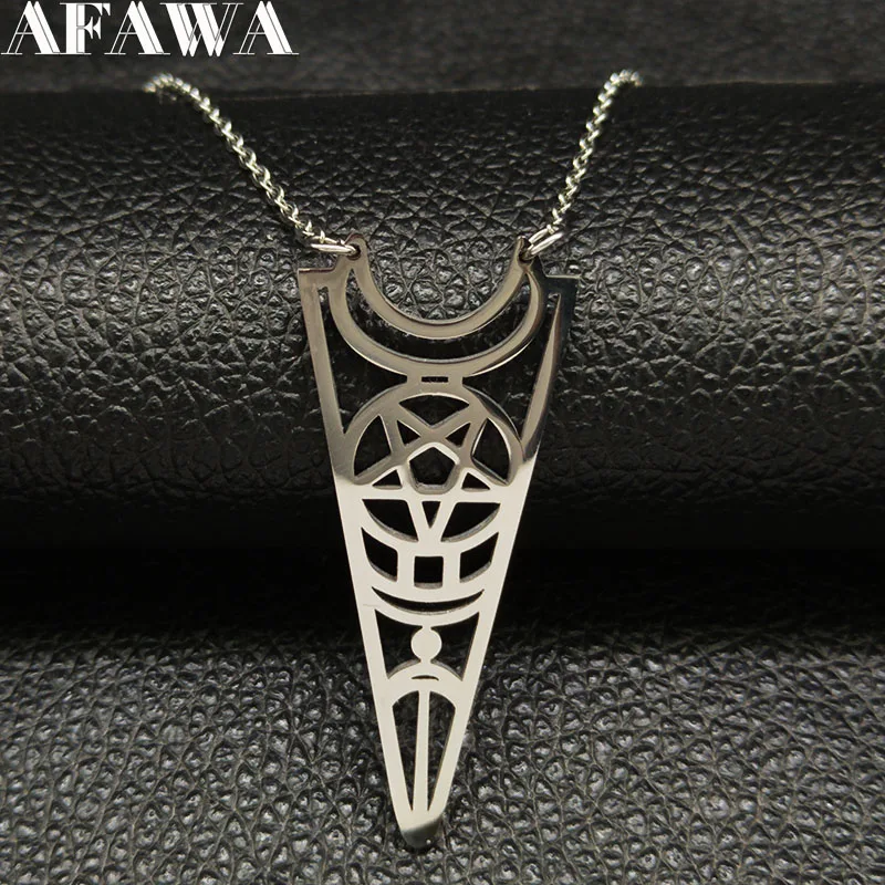 2019 Fashion Moon Pentagram Stainless Steel Statement Necklace Women Silver Color Wicca Necklace Jewelry collier femme B18184
2019 Fashion Moon Pentagram Stainless Steel Statement Necklace Women Silver Color Wicca Necklace Jewelry collier femme B18184