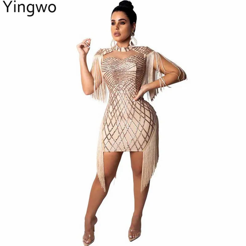 Golden Sequins Fashion Women Bodycon Dress Sexy Cut-out Front Fringes Details Night Out Club Party Wear Package Hips Mini Dress
Golden Sequins Fashion Women Bodycon Dress Sexy Cut-out Front Fringes Details Night Out Club Party Wear Package Hips Mini Dress