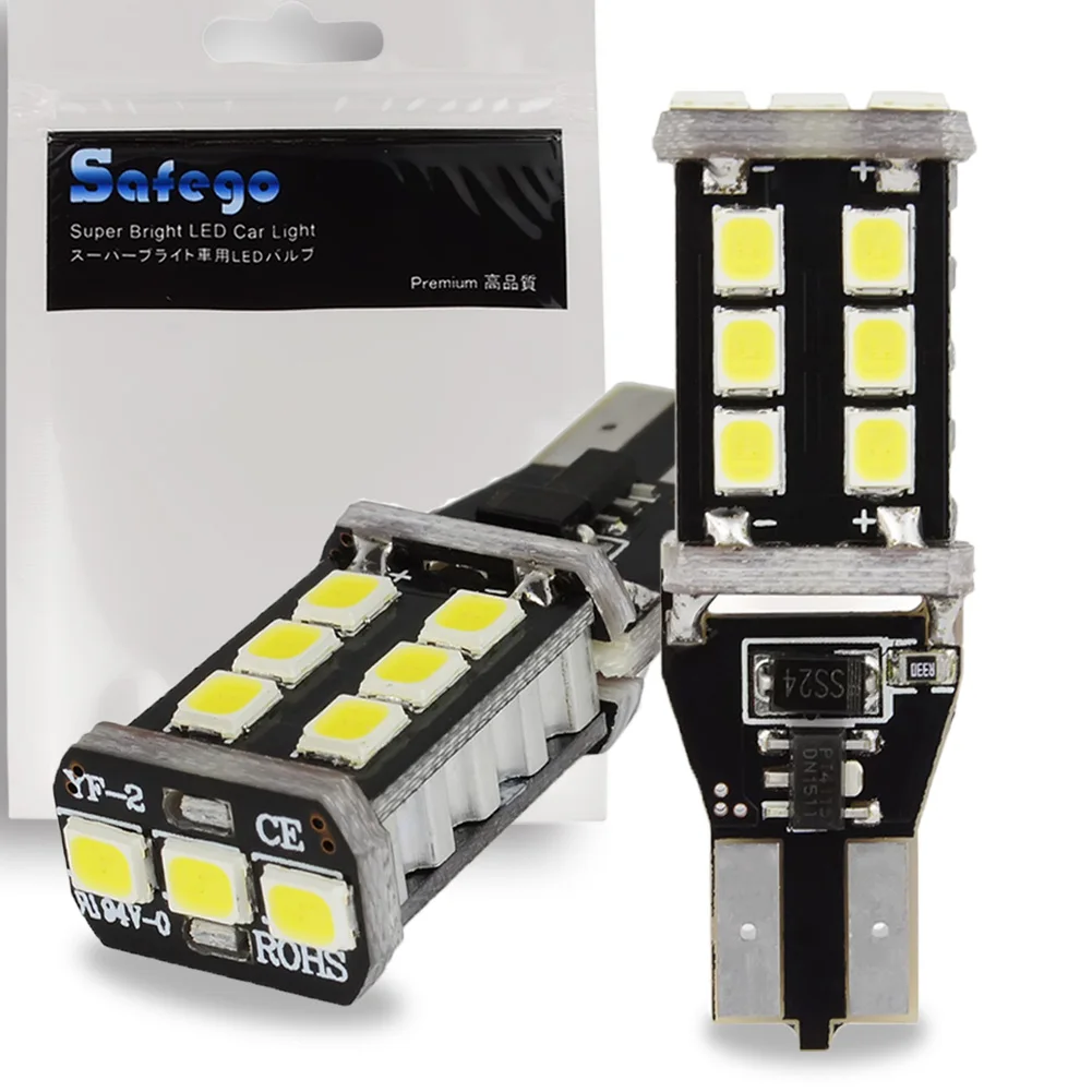 Safego 2x T15 W16W Bulb LED Canbus Error Free Bright White 15SMD 2835 For Car Backup Reverse Tail Parking Light 12V
Safego 2x T15 W16W Bulb LED Canbus Error Free Bright White 15SMD 2835 For Car Backup Reverse Tail Parking Light 12V