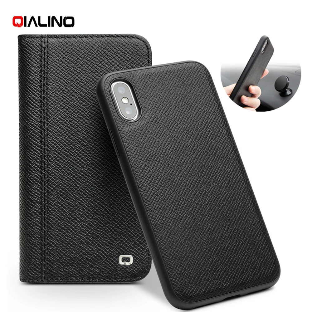 QIALINO Detachable 2-in-1 Case for Apple iPhone X Smart Wake/Sleep Genuine Cowhide Leather Stand X(Ten) 5.8 inch |