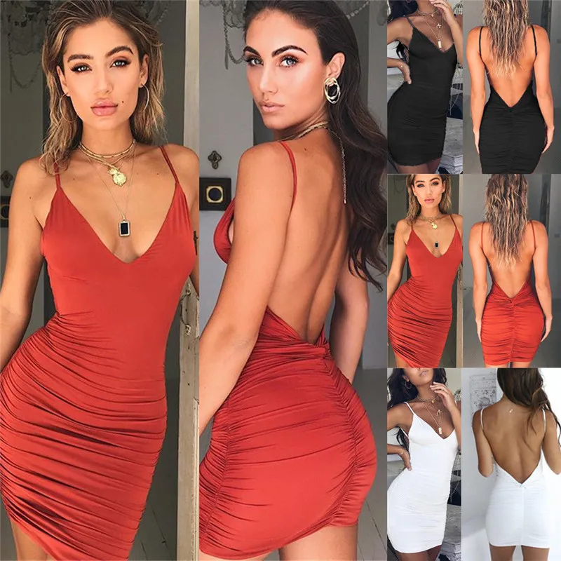 Trendy Sexy Women dress V-neck backless solid casual Bandage Bodycon Sleeveless Party Polyester Mini Dresses one pieces
Trendy Sexy Women dress V-neck backless solid casual Bandage Bodycon Sleeveless Party Polyester Mini Dresses one pieces