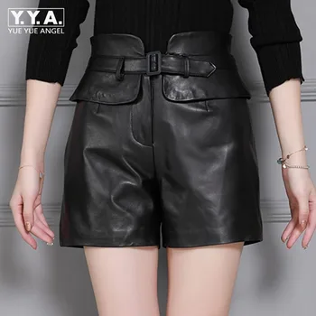 Top Quality Women Genuine Leather Sheepskin Shorts Slim Fit Drawstring Solid Black High Waist Streetweat Sashes Female Shorts
Top Quality Women Genuine Leather Sheepskin Shorts Slim Fit Drawstring Solid Black High Waist Streetweat Sashes Female Shorts