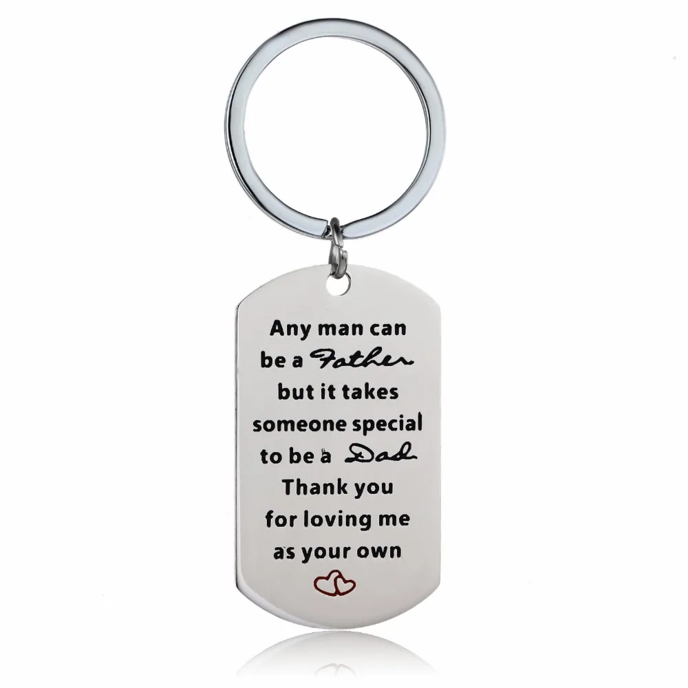 12 Pc/Lot Stainless Steel Dad Key Ring Thank You For Loving Me Chain Keyring Gift Adoption Foster Step Mom Keychains | Украшения и