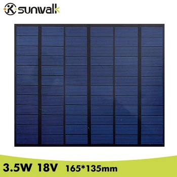 SUNWALK 3.5W 18V Polycrystalline Solar Panel PET Mini DIY Solar Panel Module Battery Cell for Solar System Size 165*135mm
SUNWALK 3.5W 18V Polycrystalline Solar Panel PET Mini DIY Solar Panel Module Battery Cell for Solar System Size 165*135mm