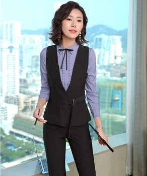 Formal Pantsuits With 3 Piece Tops And Pants And Blouses Uniforms Styles Business Work Sets Elegant Striped Fall Autumn Blazers
Formal Pantsuits With 3 Piece Tops And Pants And Blouses Uniforms Styles Business Work Sets Elegant Striped Fall Autumn Blazers